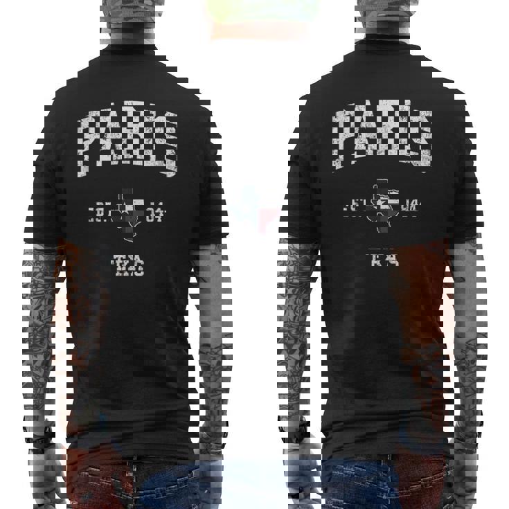パリテキサスtx ビンテージ州旗スポーツデザイン メンズTシャツ バックプリント