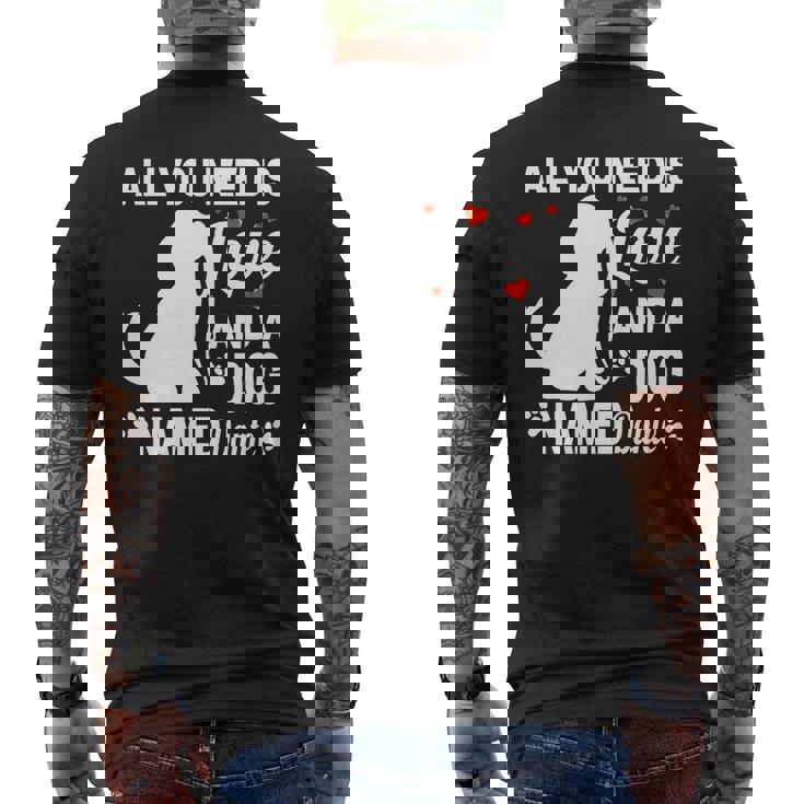 パーソナライズドドッグネームダンテかわいい犬ペット愛好家 長袖tシャツ メンズTシャツ バックプリント