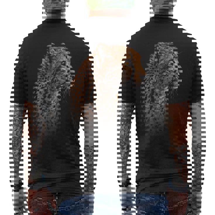 ヒョウチーター 虎 ヒョウの顔 ライオン 猫 メンズTシャツ バックプリント