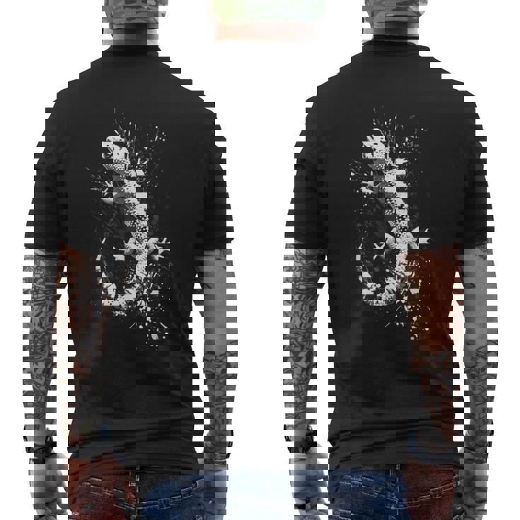 ヒョウモントカゲモドキ グランジ パンク スプラッター メンズTシャツ バックプリント