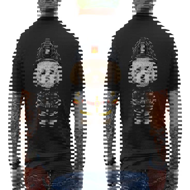 ビション・フリーゼ 消防士の消防士 ビション・フリーゼ メンズTシャツ バックプリント