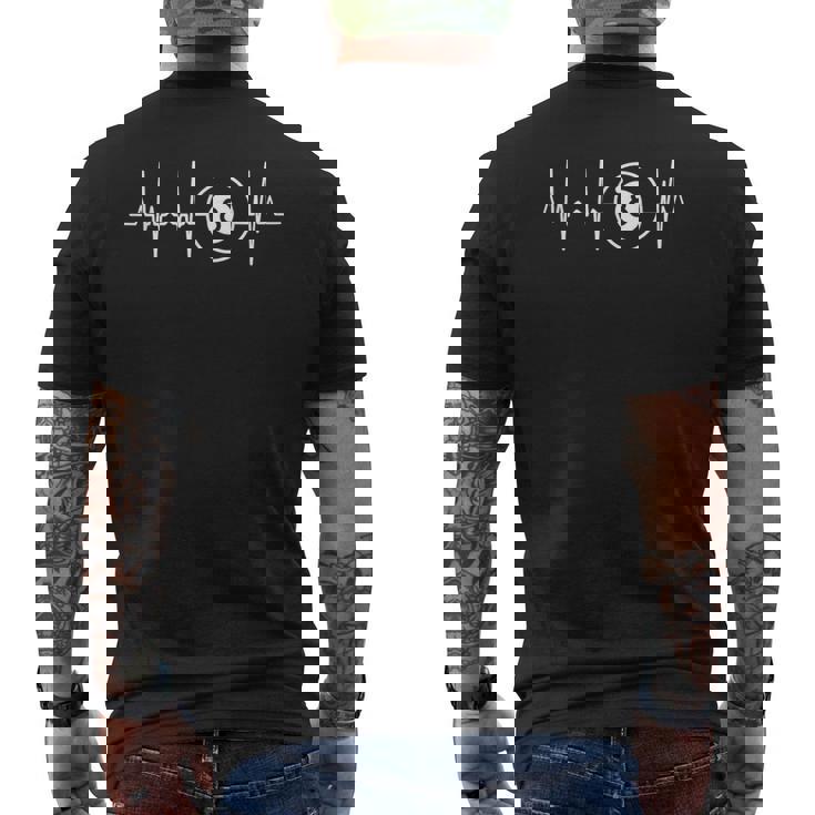 ビリヤード ハートビート 8ボール ハートライン プール ビリヤードプレイヤー メンズTシャツ バックプリント