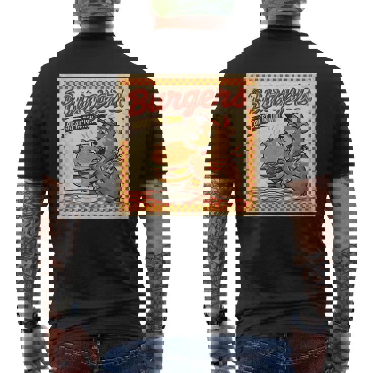 ビンテージ Burgers Biggest In Town ベア ハンバーガー ショップ メンズTシャツ バックプリント