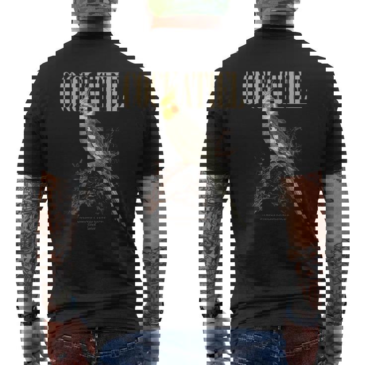 ビンテージ オカメインコ バードウォッチング アート 自然 愛 鳥 長袖tシャツ メンズTシャツ バックプリント