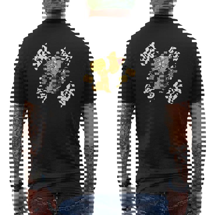 ビールヨークシャーテリア犬 メンズTシャツ バックプリント