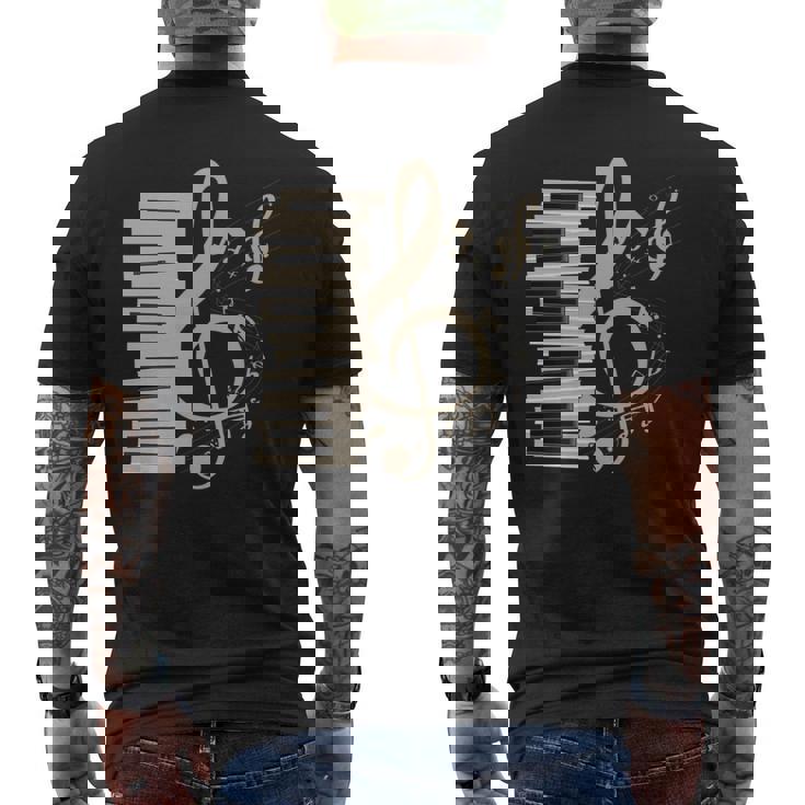 ピアノ音部記号 音楽ギフト ト音記号 ピアノ 長袖tシャツ メンズTシャツ バックプリント
