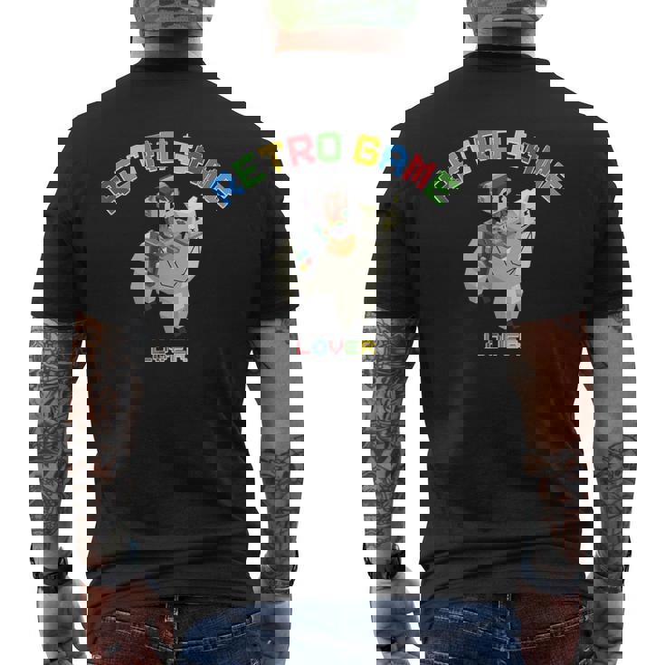 ピクセルアニマルズ アルパカ 白 はるまり Harumari レトロゲーム Lover Love ストリーマー メンズTシャツ バックプリント