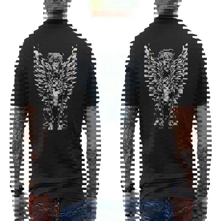 ピットブル 天使 犬 翼 動物 ペット メモリアル。 メンズTシャツ バックプリント