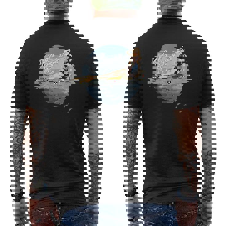 ピンアップww2 B-17爆弾空軍ヴィンテージ メンズTシャツ バックプリント