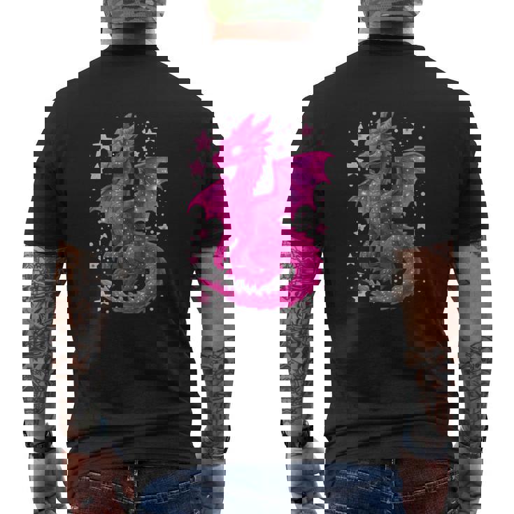 ピンクファンタジー ドラゴンと星 長袖tシャツ メンズTシャツ バックプリント