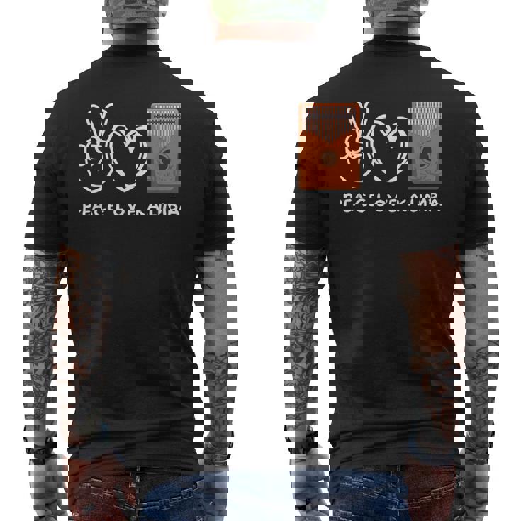 ピース、ラブカリンバレトロカリンバラバー メンズTシャツ バックプリント