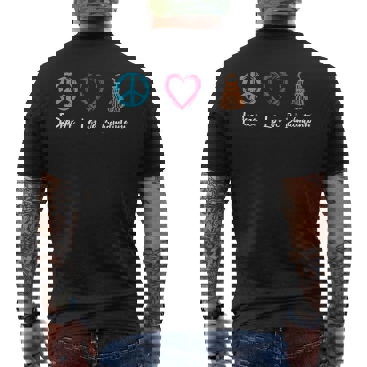 ピース・ラブ・バドミントン アイ・ラブ・バドミントン 長袖tシャツ メンズTシャツ バックプリント