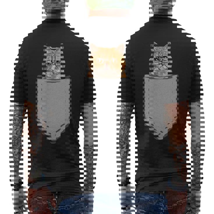 ファニーエキゾチックショートヘア猫 メンズTシャツ バックプリント