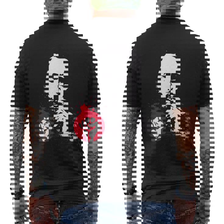 フィデル・カストロ・キューバ革命拳戦闘デモ メンズTシャツ バックプリント