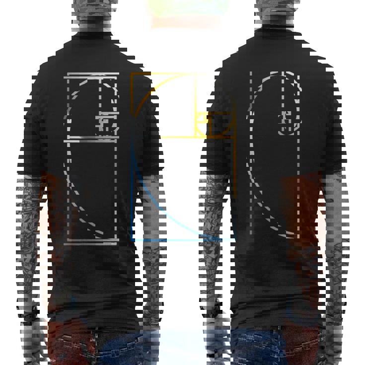 フィボナッチ 黄金比 幾何学 数学 メンズTシャツ バックプリント