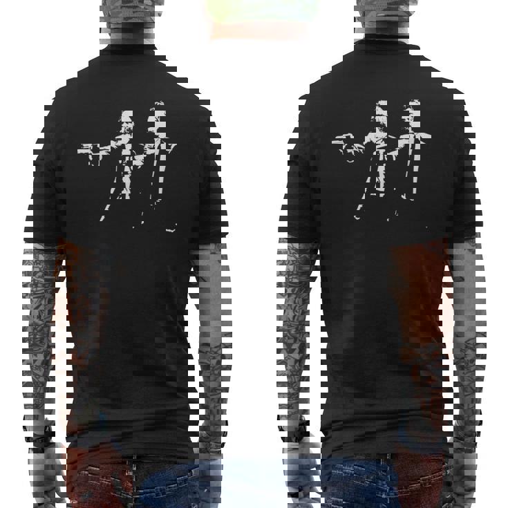 フィロソフィクション ニーチェ＆マルクス 哲学者映画パロディ メンズTシャツ バックプリント