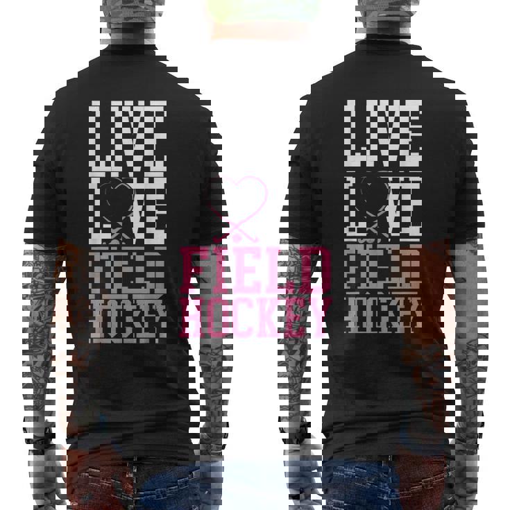 フィールドホッケー ライブ ラブ フィールドホッケー メンズTシャツ バックプリント