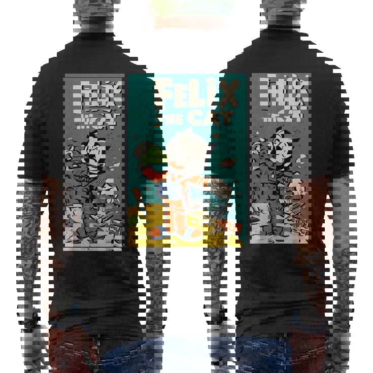 フェリックス・ザ・キャット・ムーン・ドリーマー レトロ1920年代天体アニメーション メンズTシャツ バックプリント