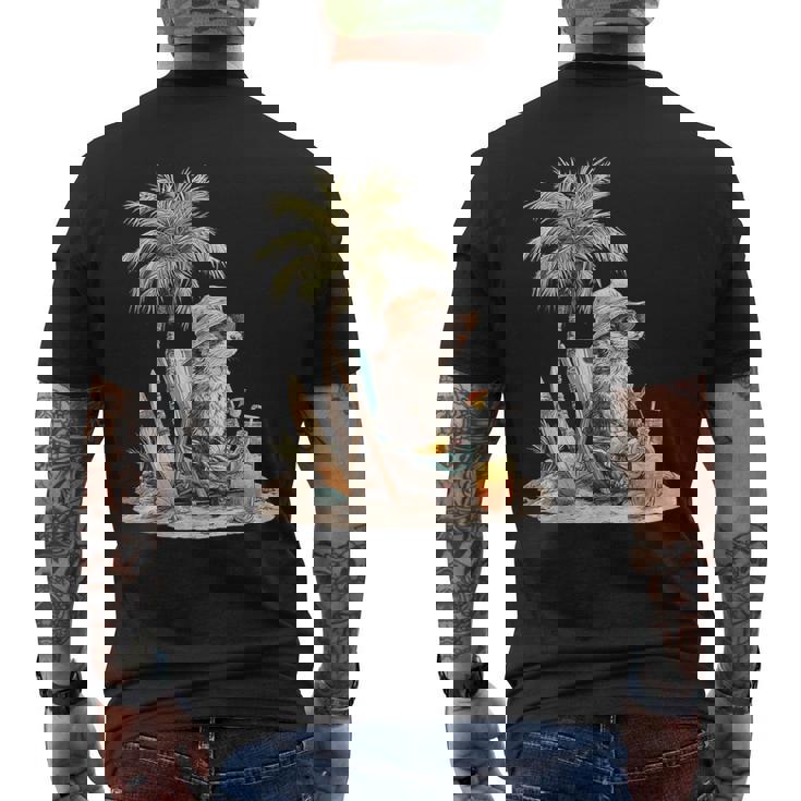 フェレット 果物 スキムボード ビーチツリー 動物 モチーフ フェレット メンズTシャツ バックプリント