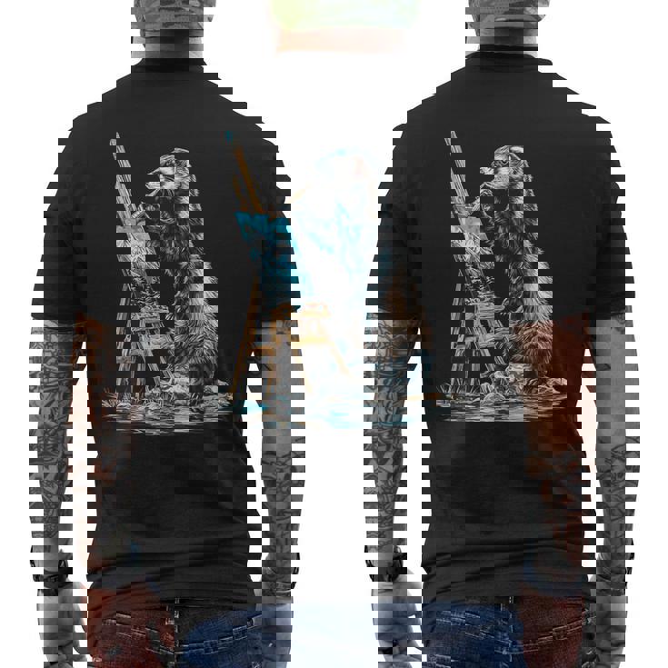 フェレット 自然 絵画 動物 モチーフ アートワーク フェレット メンズTシャツ バックプリント