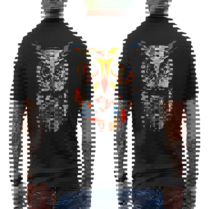 フクロウの恋人のアートワーク メンズTシャツ バックプリント