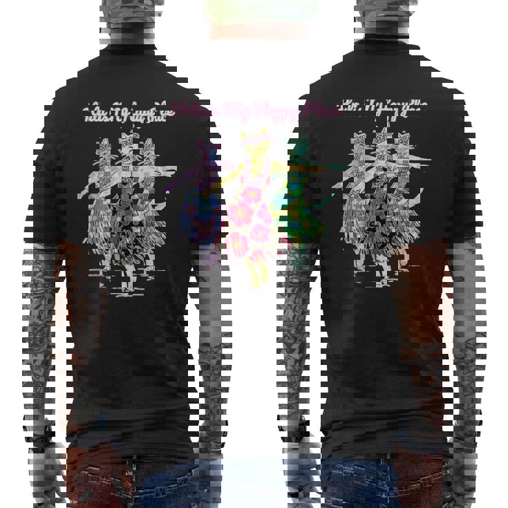 フラダンスを踊る猫 メンズTシャツ バックプリント