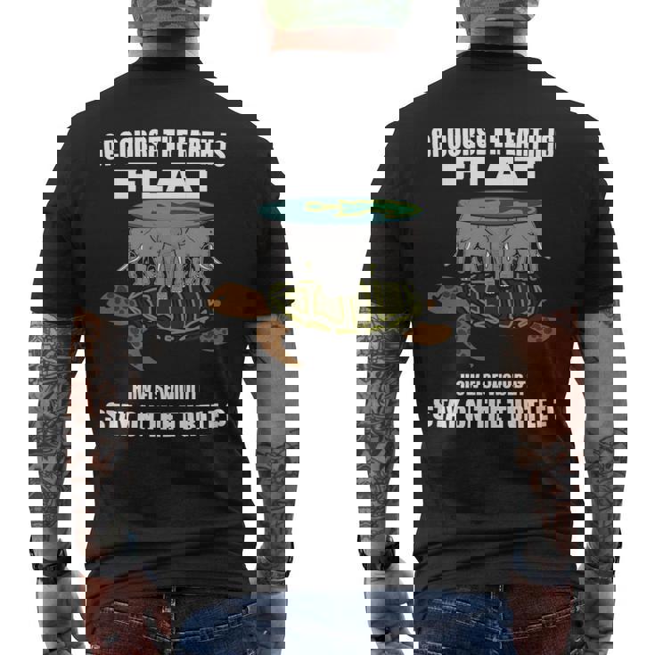 フラットアース理論 象 亀 フラットアース 面白科学 長袖tシャツ メンズTシャツ バックプリント