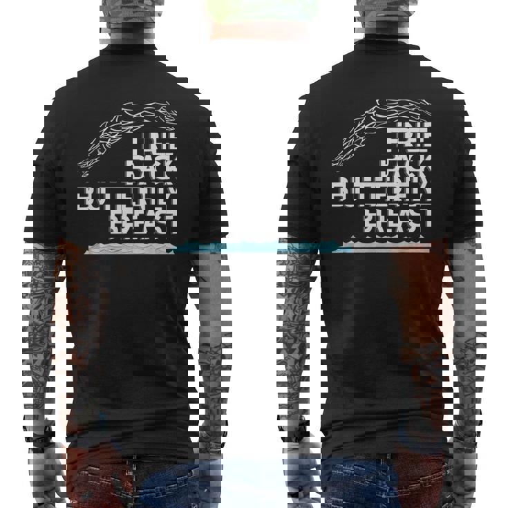 フリーバックバタフライブレストスイムストロークスイムチームライト メンズTシャツ バックプリント