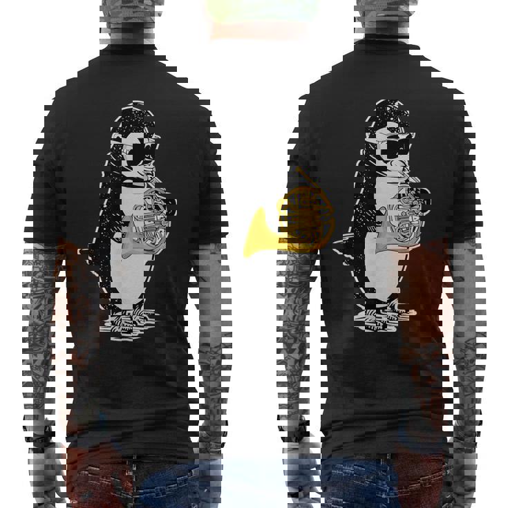 フレンチホルン奏者 ペンギン好き 音楽 フレンチホルン メンズTシャツ バックプリント