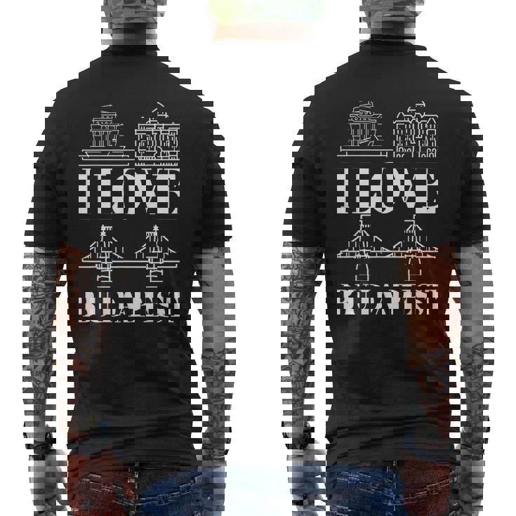 ブダペスト ハンガリー 街並み地図 旅行 メンズTシャツ バックプリント