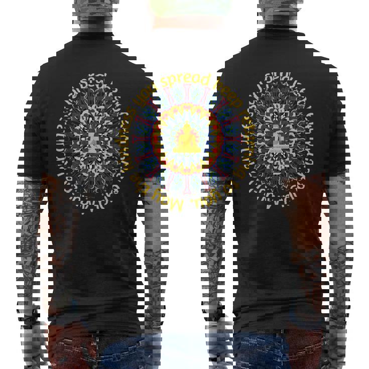 ブッダ ゴータマ マインドフルネス 平和 愛 優しさ 瞑想 メンズTシャツ バックプリント