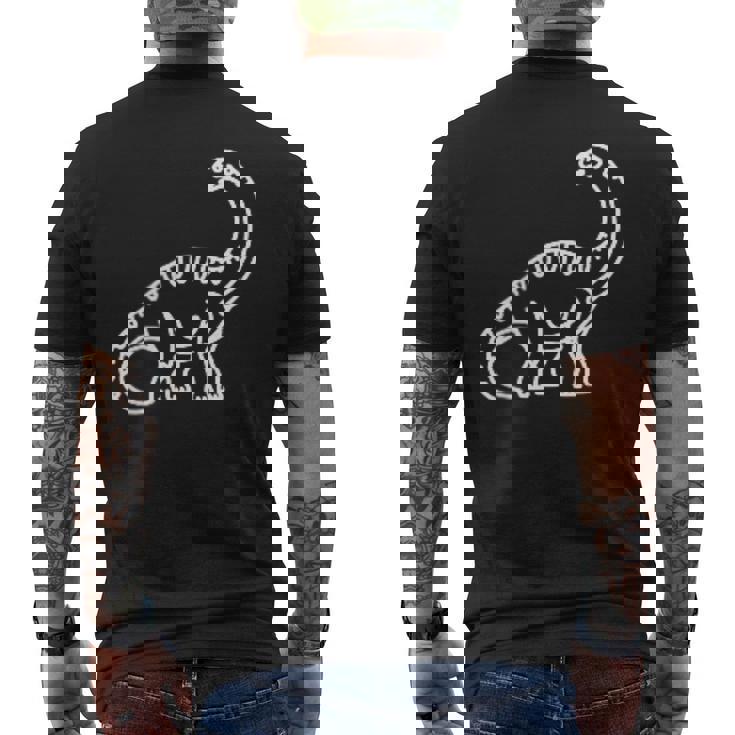 ブラキオサウルス ミニマリスト バッジ パッチライン アート 恐竜 メンズTシャツ バックプリント