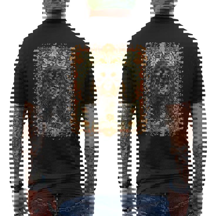 ブラックとタン キャバリア王チャールズ スパニエル ヴィンテージ メンズTシャツ バックプリント