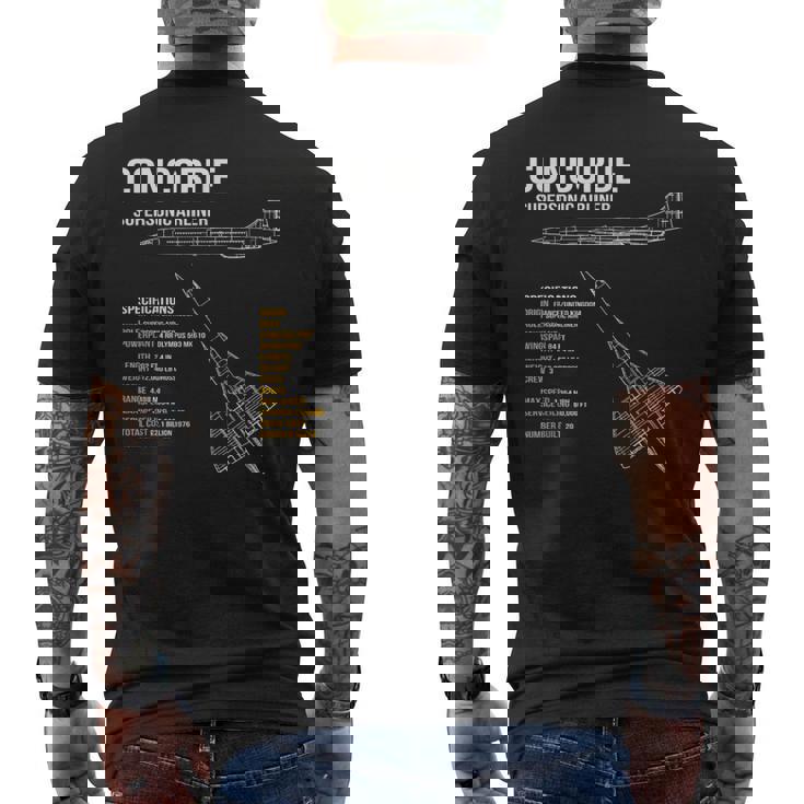 ブリティッシュコンコルド旅客機 メンズTシャツ バックプリント