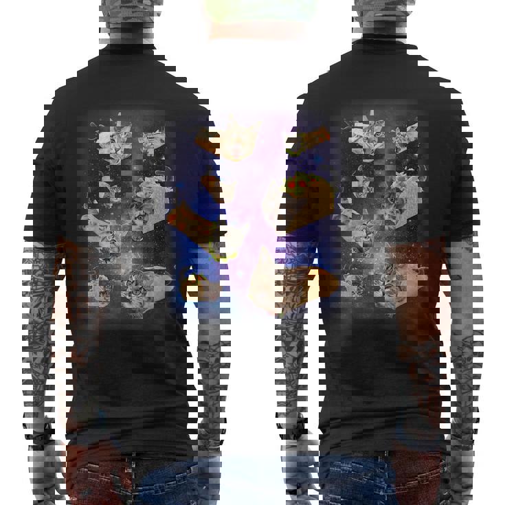 ブリトー猫とタコスキャット 宇宙 ギャラクシー ミーム タコキャット 愚かな メンズTシャツ バックプリント