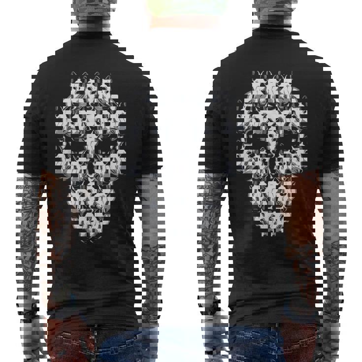 ブルテリア スケルトン ハロウィン コスチューム 怖い メンズTシャツ バックプリント