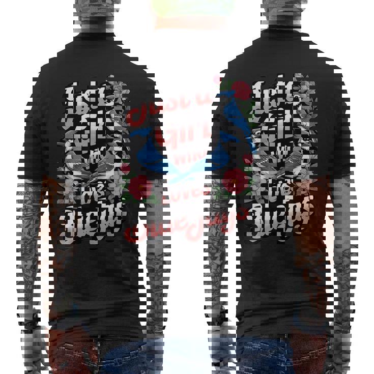 ブルージェイズが大好きな少女 バード愛好家 バードウォッチャー メンズTシャツ バックプリント