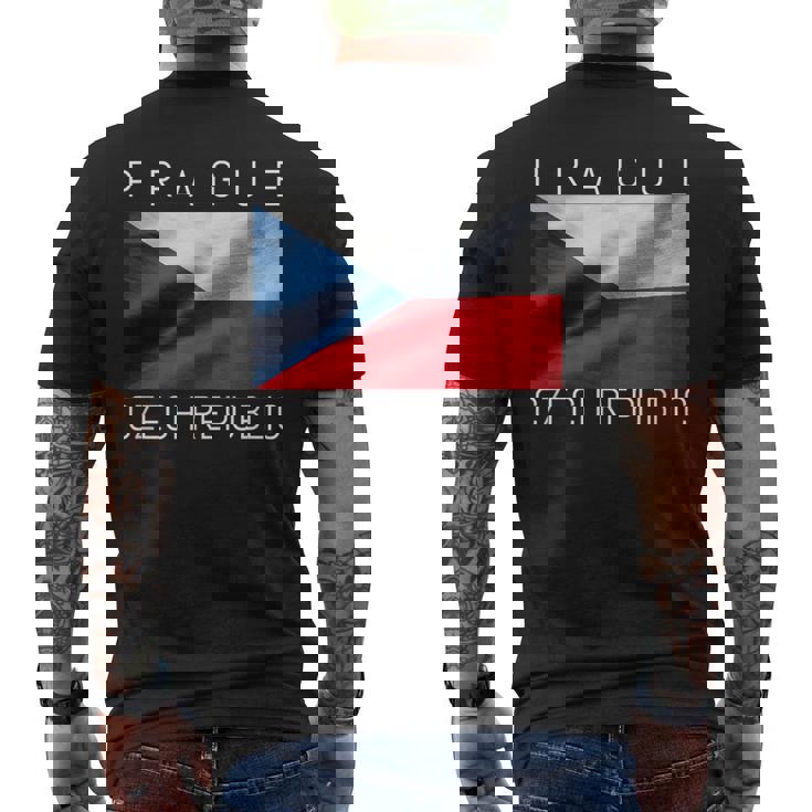 プラハtシャツ 素敵なチェコ共和国の国旗 お土産 メンズTシャツ バックプリント