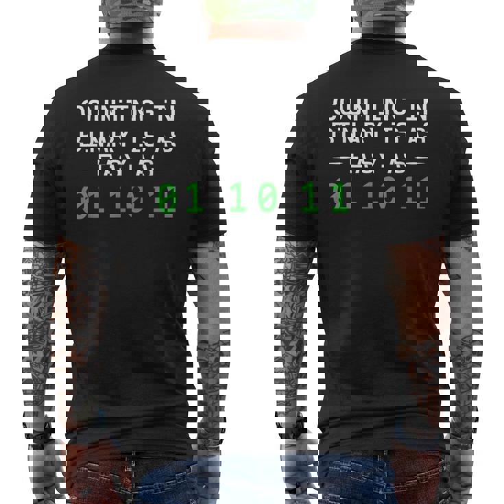 プログラマー カウントイン バイナリコード バイナリコーディング メンズTシャツ バックプリント