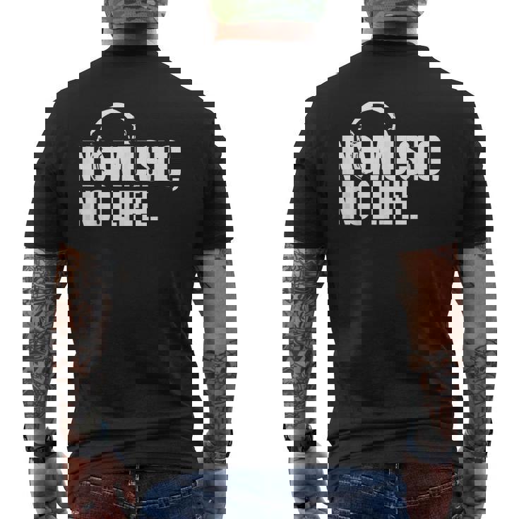 ヘッドホン No Music No Life Music Lover メンズTシャツ バックプリント