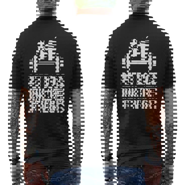 ペット 犬 ドリンク コーヒー リフト ウェイト 面白い ジム ワークアウト メンズTシャツ バックプリント