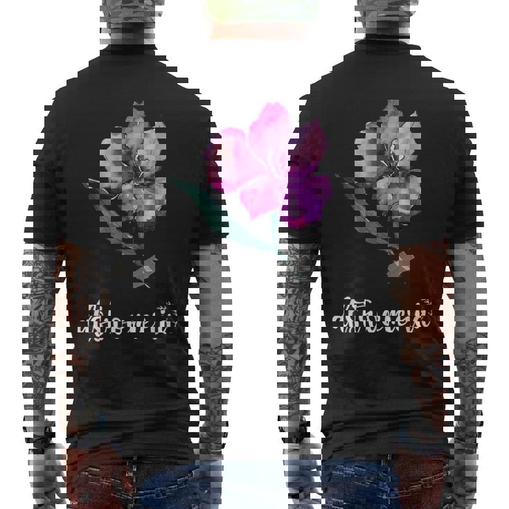 ペルー百合が大好きなアルストロメリアフラワー ピンク 2023 メンズTシャツ バックプリント