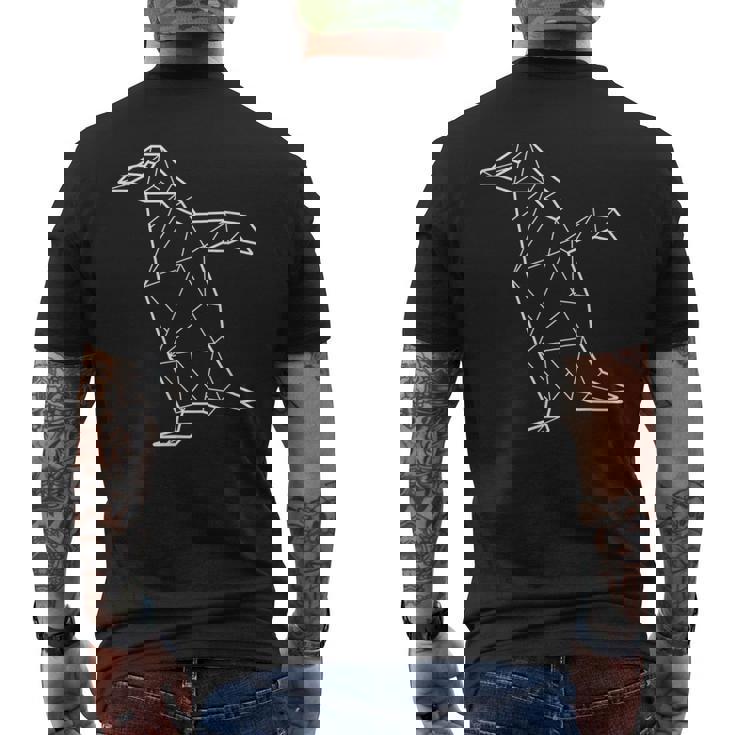 ペンギン 幾何学的 ミニマリスト 幾何学的 多角形 ラインアート メンズTシャツ バックプリント