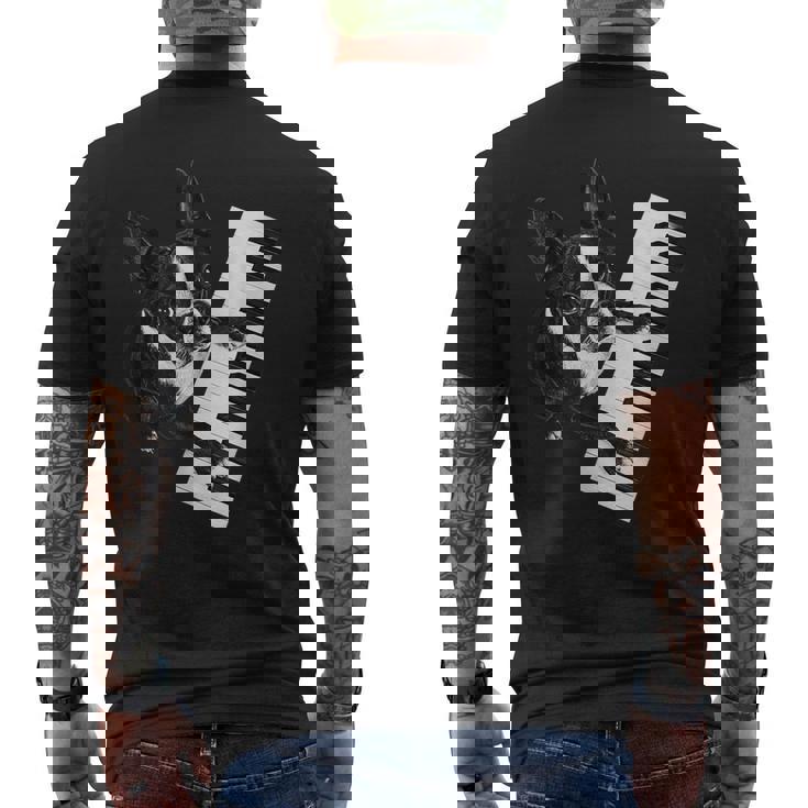 ボストンテリア ピアノ ピアニスト 犬好き メンズTシャツ バックプリント