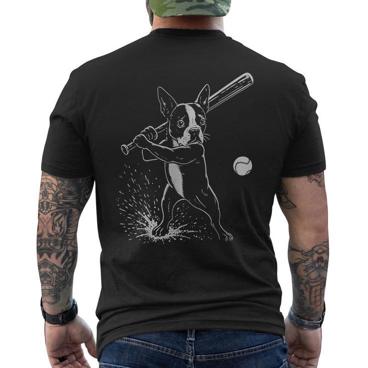 ボストンテリア 野球 スポーツ 犬好き メンズTシャツ バックプリント