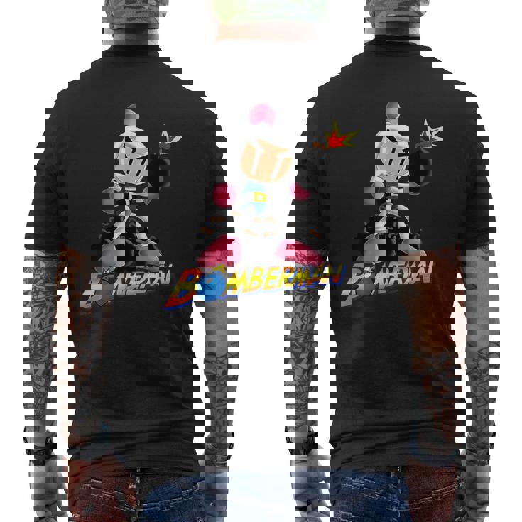 ボンバーマン 爆撃 爆破 レトロ ゲーマー ノスタルジア クラシック メンズTシャツ バックプリント