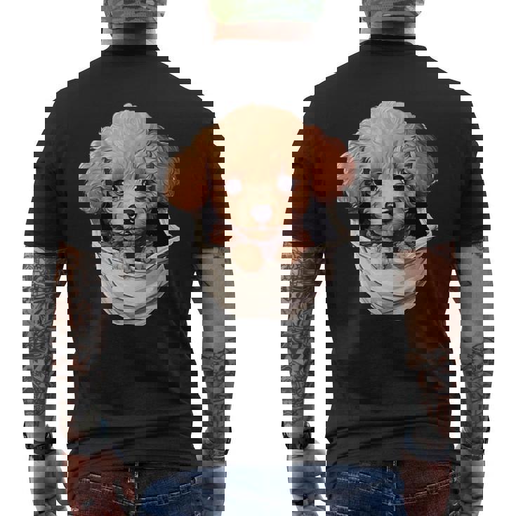 ポケットから覗く トイプードル 可愛い 犬 かわいい 子犬 犬好き 犬の飼い主 愛犬家 メンズ レディース キッズ メンズTシャツ バックプリント