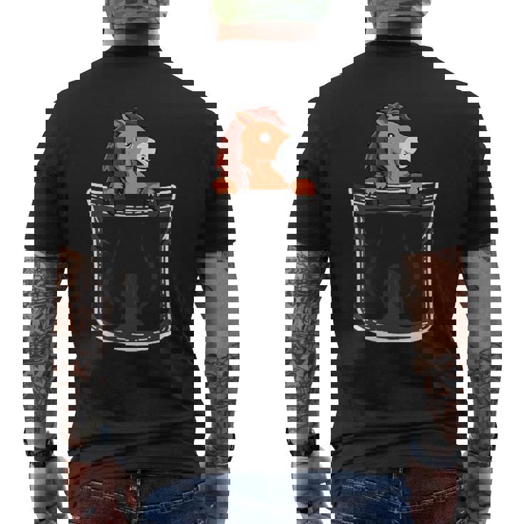 ポケットの中のかわいい馬 メンズTシャツ バックプリント