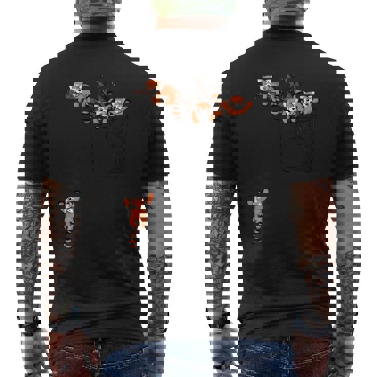 ポケットシリーズ かわいいレッサーパンダ くまの遊び 長袖tシャツ メンズTシャツ バックプリント