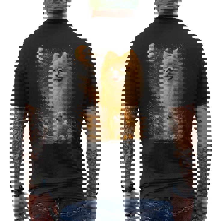 ポメラニアン ハウリング トゥ ザ ムーン ヴィンテージ 90年代 ファニー ペット オーナー メンズTシャツ バックプリント